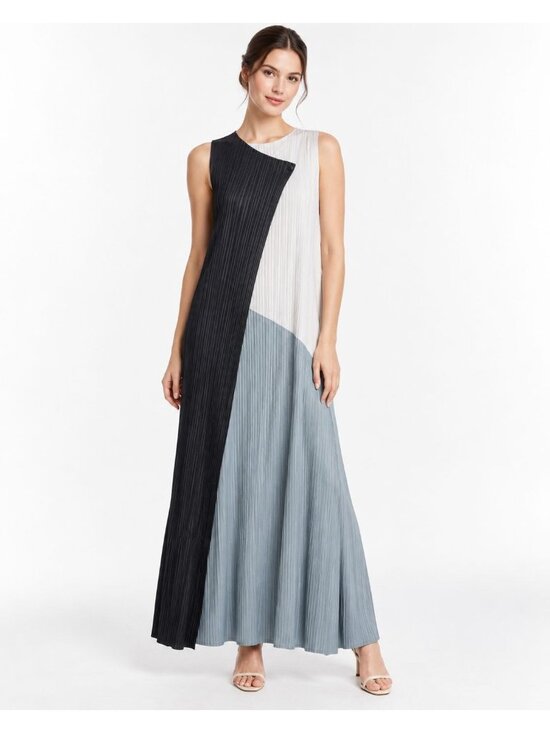 Unknown Dresses & Skirts - Collage Colorblock Faux Wrap Pencil Dress  Black/Gray One Size
